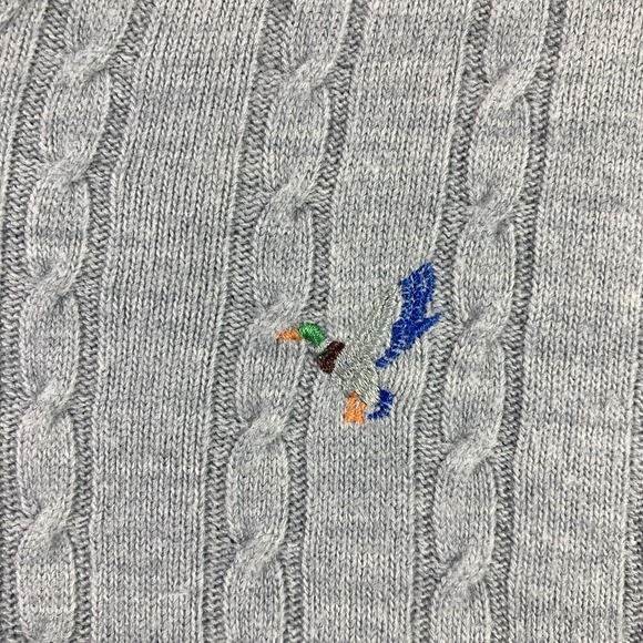 Vtg Isley Sweater Adult Medium Gray Embroidered Duck V Neck Flying Scotsman USA - Picture 3 of 15